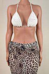 Bohemian Crochet Hand Knit Backless Halter Slide Triangle Bikini Top
