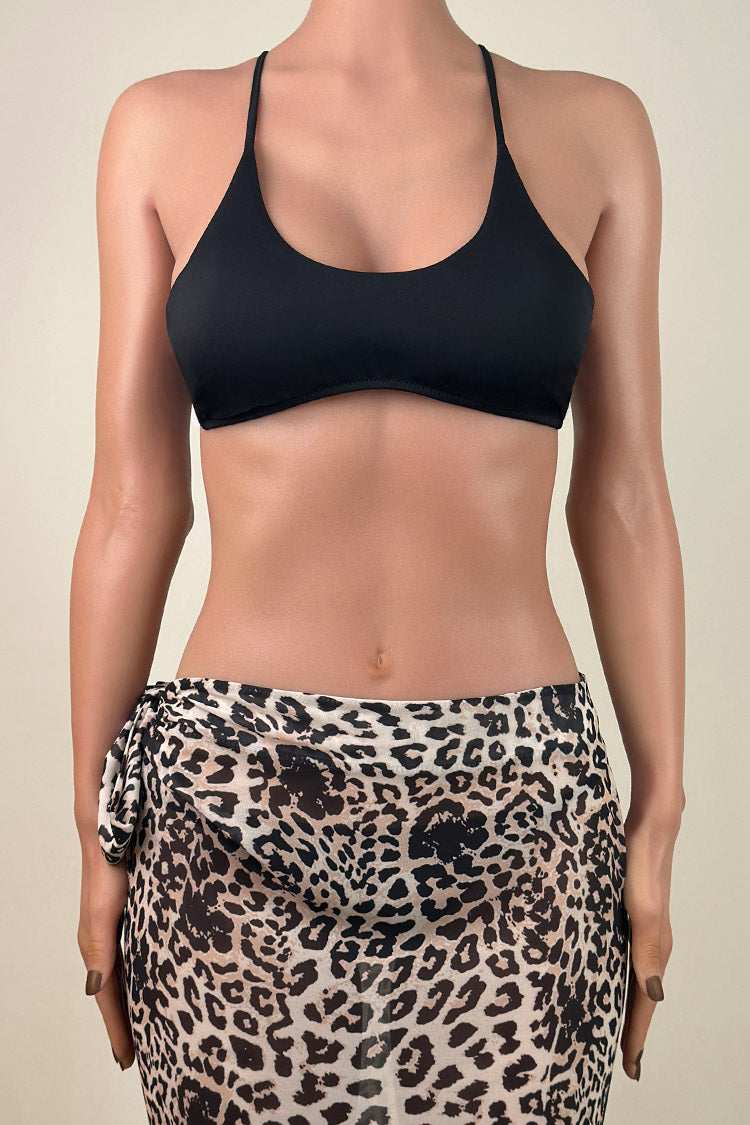Moderate Solid Color Spaghetti Strap Bralette Bikini Top