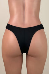 Modern Solid Color Low Waist High Cut Brazilian Cheeky Thong Bikini Bottom