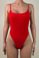 Sexy Low Back Brazilian Cheeky Micro Thong High Leg One Piece Swimsuit