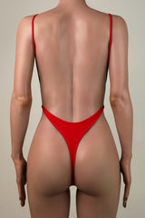 Sexy Low Back Brazilian Cheeky Micro Thong High Leg One Piece Swimsuit