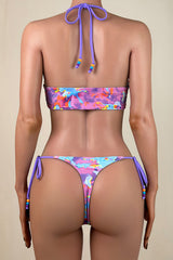 Sexy Tie String Brazilian Cheeky Thong Halter Cutout Monokini One Piece Swimsuit