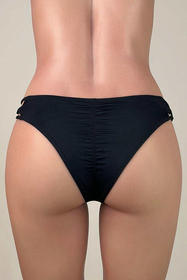 Strappy Criss Cross Side String Low Rise Brazilian Cheeky Scrunch Bikini Bottom