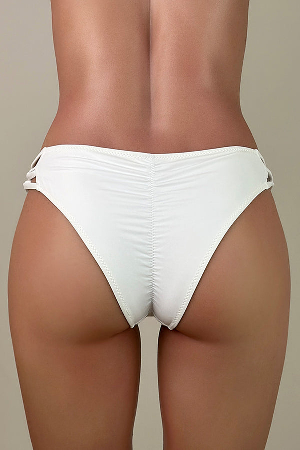 Strappy Criss Cross Side String Low Rise Brazilian Cheeky Scrunch Bikini Bottom