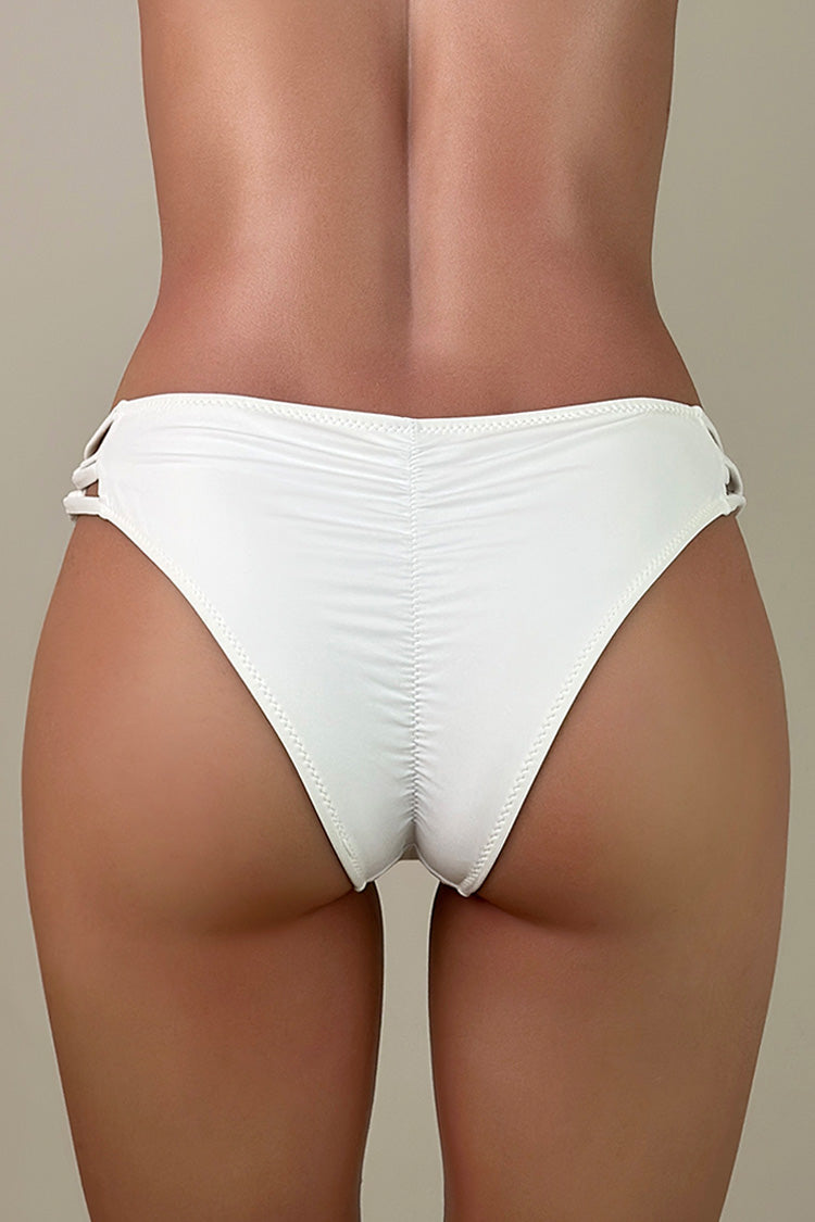 Strappy Criss Cross Side String Low Rise Brazilian Cheeky Scrunch Bikini Bottom